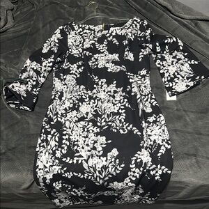Floral Black and White Dress